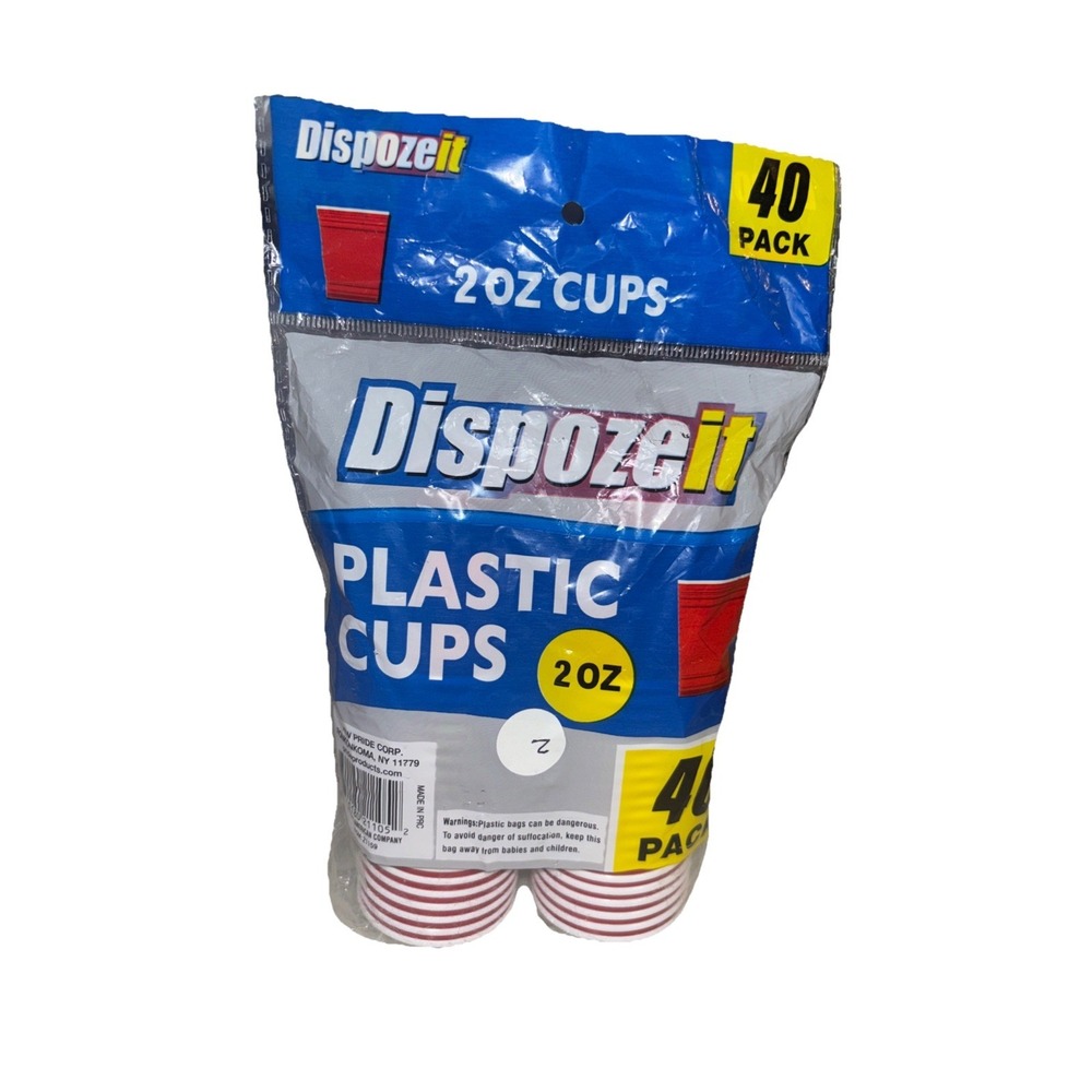 Dispoze It  2oz Red Plastic Mini Cups 40 Pack Shot Cups Party Mini Cup